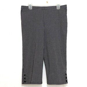 Alfred Dunner Plaid Crop Pants Size 12 Black White Grandmacore Travel Comfort